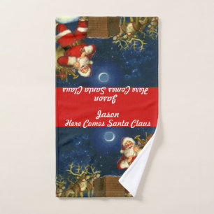 Personnalisez Père Noël Christmas Main Towel VOT