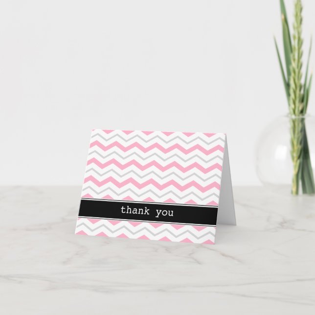 Personnalité Grey & Pink Chevron sur mesure Merci  (Devant)
