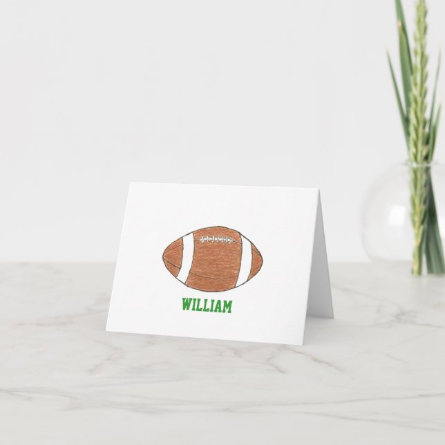 Personnalized football theme notecards with name (Devant)