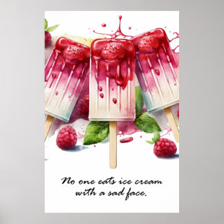 Personne ne mange de glace avec une affiche triste