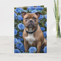 Personnel Brown En Jardin Rose Bleu, Carte Anniver