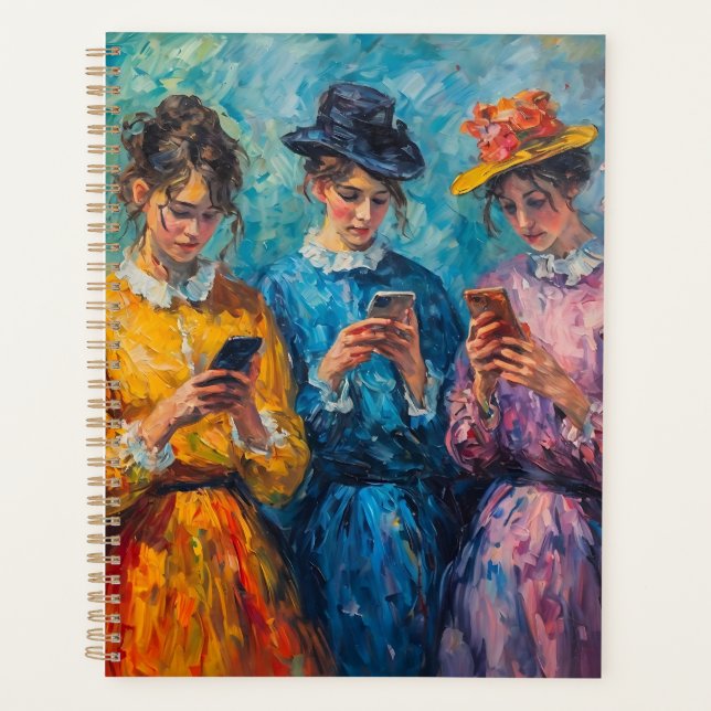 Personnes du 19e siècle utilisant des smartphones (Devant)