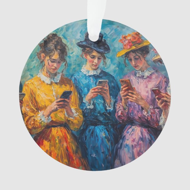 Personnes du 19e siècle utilisant des smartphones (devant)