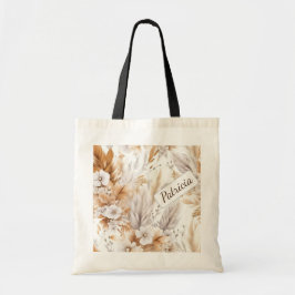 Personzalized Boho Floral Name Design Tragetasche