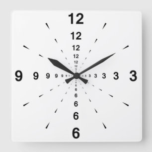 Perspektiv-Uhr Quadratische Wanduhr