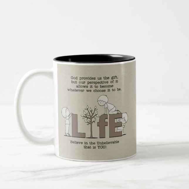 Perspektive des Lebens Zweifarbige Tasse (Links)