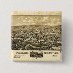 Perspektive Karte von Plainville Connecticut (1878 Button