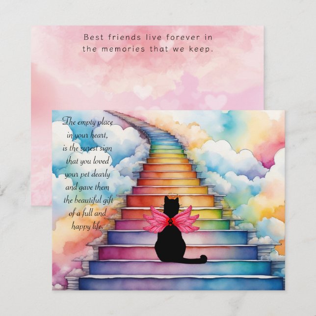 Perte d'une carte de voeux de sympathie pour chat  (Devant / Derrière)