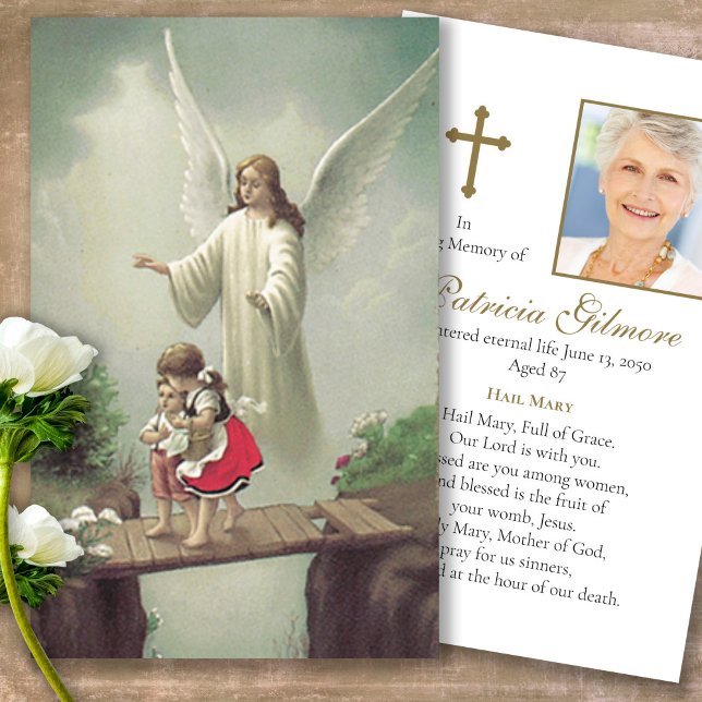 Perte funéraire Ange Prière commémorative Cartes d (catholic, religious, celebration of life, in loving memory of, prayer cards for bereavement)