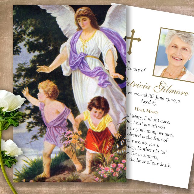Perte funéraire Catholique Ange Prière Sympathie C (catholic, religious, celebration of life, in loving memory of, prayer cards for bereavement)