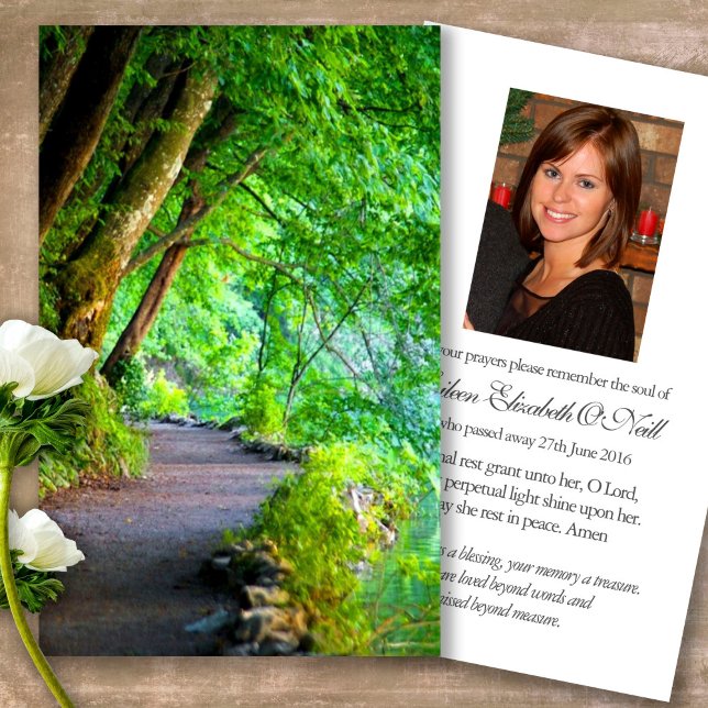 Perte funéraire Forêt Mémorial Prière Sympathy Car (Forever in our hearts, celebration of life, in loving memory of, prayer cards for bereavement)