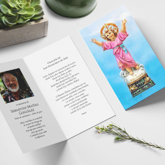 Perte funéraire Nino Jésus Prière Sympathie Cartes