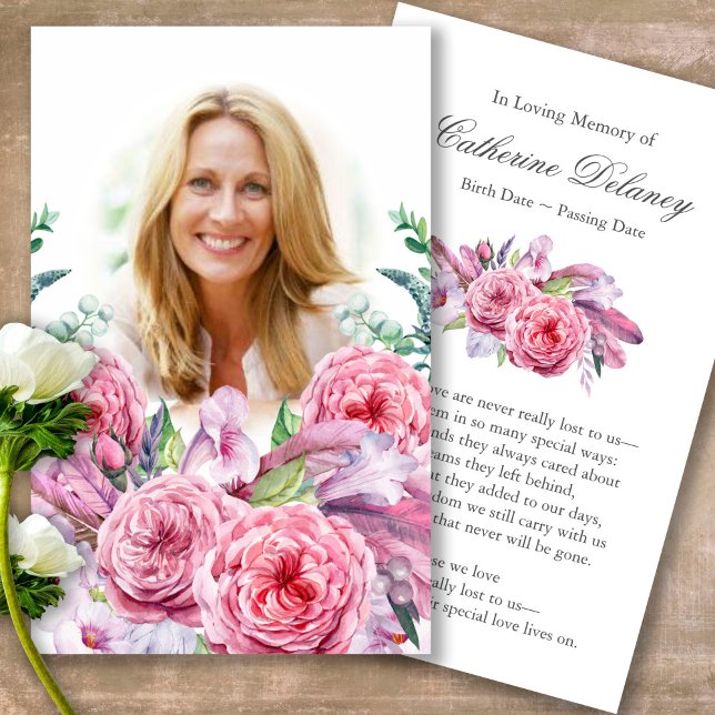 Perte funéraire Pays Jardin Prière Sympathie Carte (Forever in our hearts, celebration of life, in loving memory of, prayer cards for bereavement)