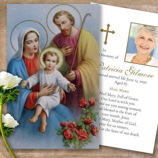 Perte funéraire Sainte Famille Prière Sympathie Ca (catholic, religious, celebration of life, in loving memory of, prayer cards for bereavement)