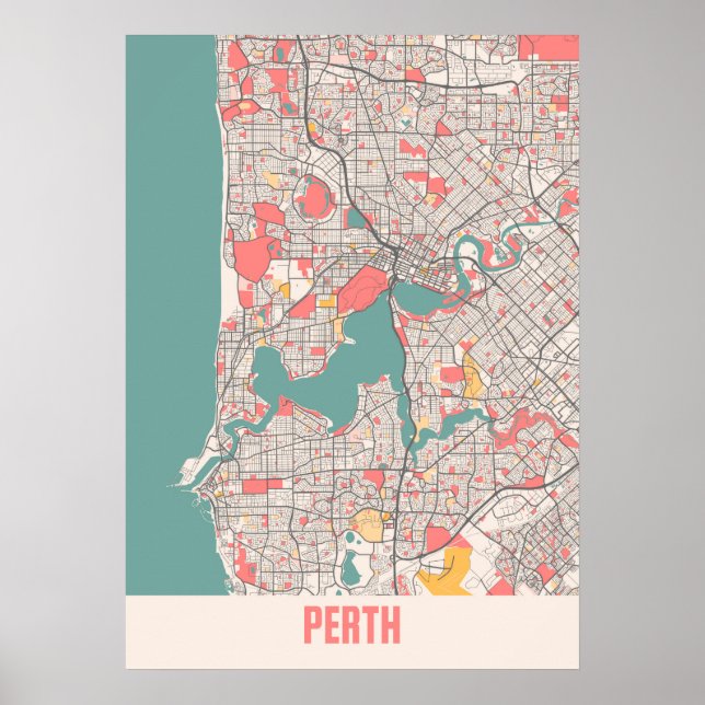 Perth - Australia Chalk City Map Poster (Vorne)