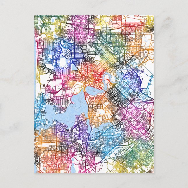 Perth Australia City Map Postkarte (Vorderseite)