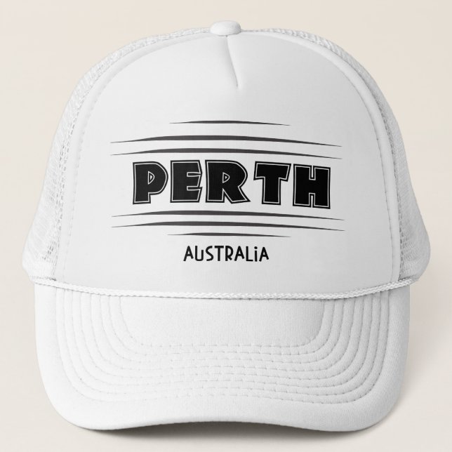 Perth Australia City Sign Trucker Hat Truckerkappe (Vorderseite)