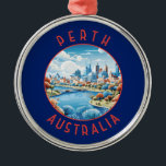 Perth Australia Retro Distressed Circle Ornament Aus Metall<br><div class="desc">Perth Retro Vektor Reise Design. Perth, die Hauptstadt des Westerns Australien, liegt dort, wo der Swan River die Südwestküste trifft.</div>