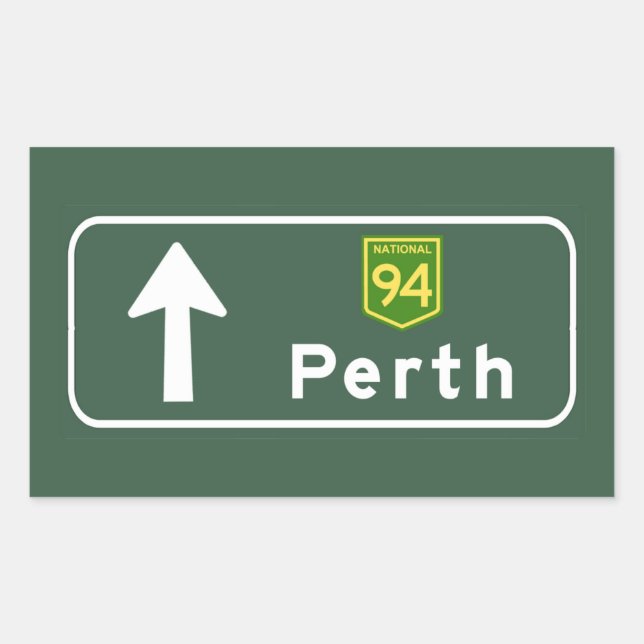 Perth, Australia Road Sign Rechteckiger Aufkleber (Vorderseite)