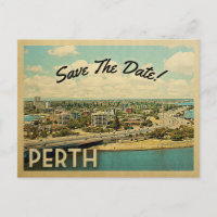 Perth Australia Save the Date Vintage Postkarten