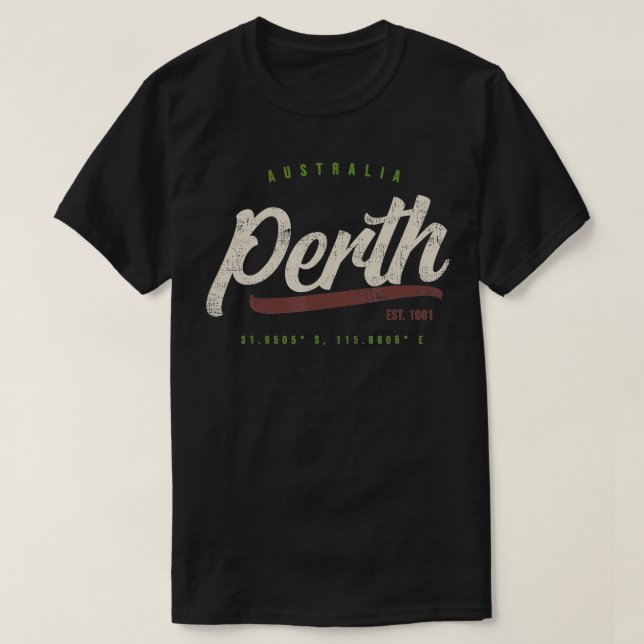 Perth Australia Vintag T-Shirt (Design vorne)