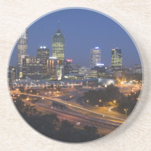 Perth, Australien. Aussicht auf die Innenstadt von Getränkeuntersetzer