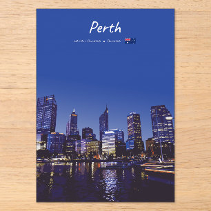 Perth, Australien - Stadt-Silhouette Nacht Acryleinladungen