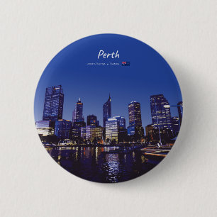 Perth, Australien - Stadt-Silhouette Nacht Button
