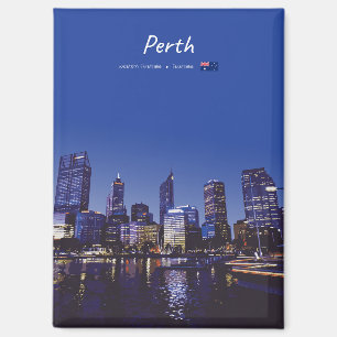Perth, Australien - Stadt-Silhouette Nacht Flat Magnet