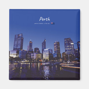 Perth, Australien - Stadt-Silhouette Nacht Magnet