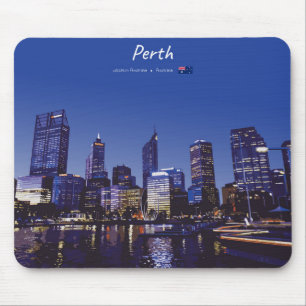 Perth, Australien - Stadt-Silhouette Nacht Mousepad