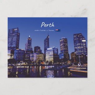 Perth, Australien - Stadt-Silhouette Nacht Postkarte