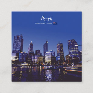 Perth, Australien - Stadt-Silhouette Nacht Quadratische Visitenkarte