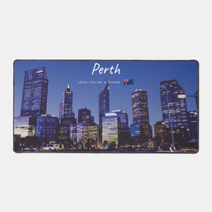 Perth, Australien - Stadt-Silhouette Nacht Schreibtischunterlage