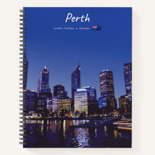 Perth, Australien - Stadt-Skyline Nachtspirale Notizbuch