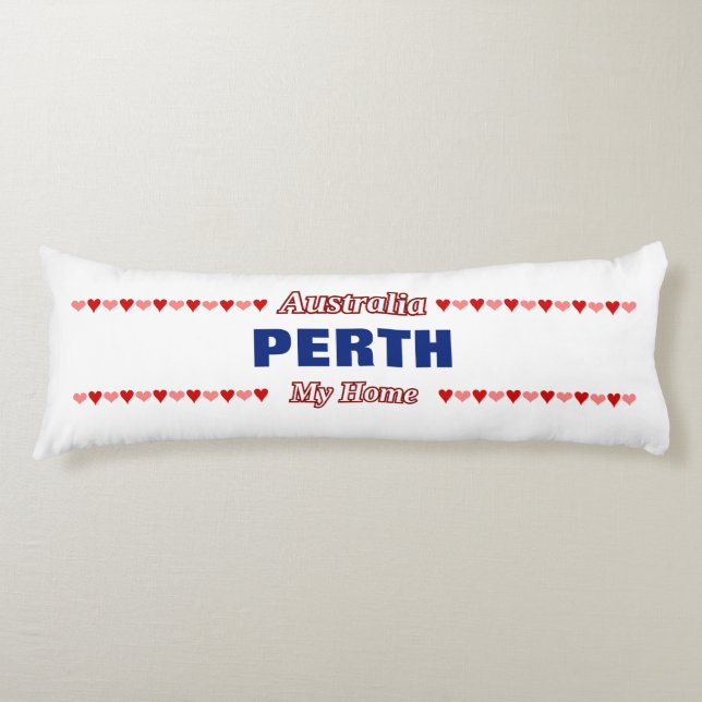 PERTH - Meine Zuhause - Australien Rote und rosa H Seitenschläferkissen (Vorderseite)