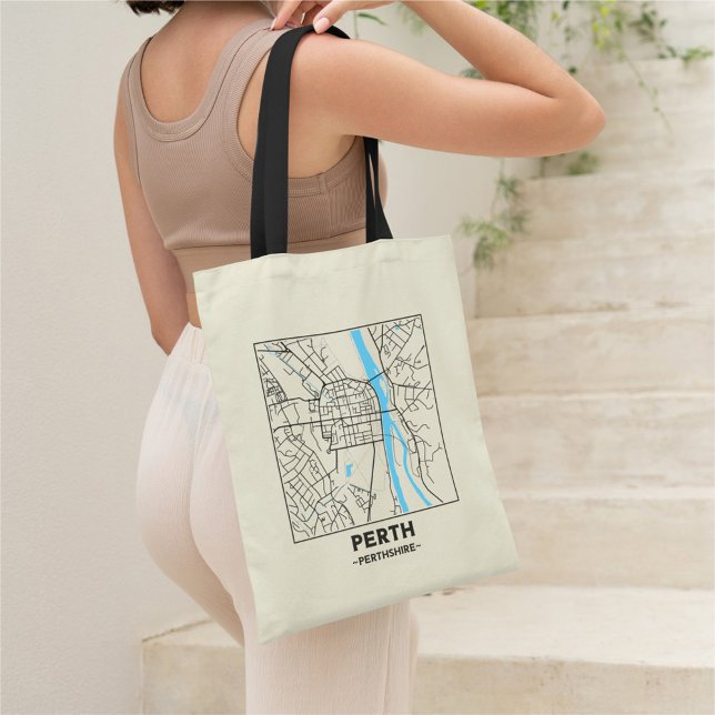 Perth, Scotland City Map Tote Ba Tragetasche (Von Creator hochgeladen)