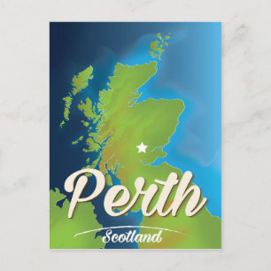 Perth Scotland Travel Poster Postkarte