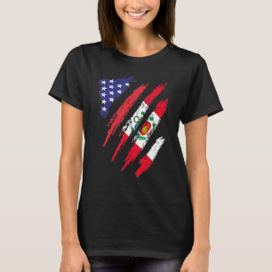Peru Amerikanische Gewachsene Flagge USA Patriot E T-Shirt
