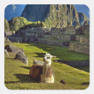 Peru, Anden, Anden-Gebirge, Machu Picchu Quadratischer Aufkleber