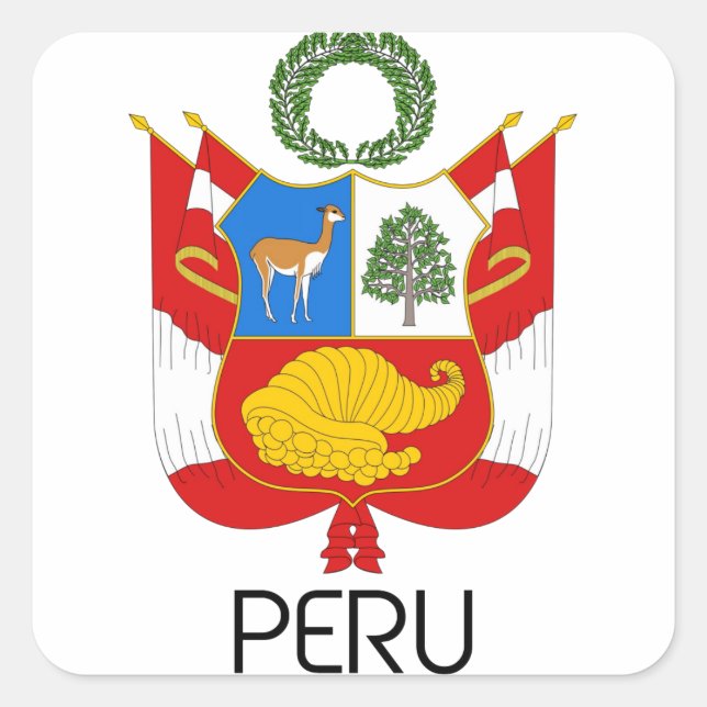PERU - Emblem/Fahne/Wappen/Symbol Quadratischer Aufkleber (Vorderseite)