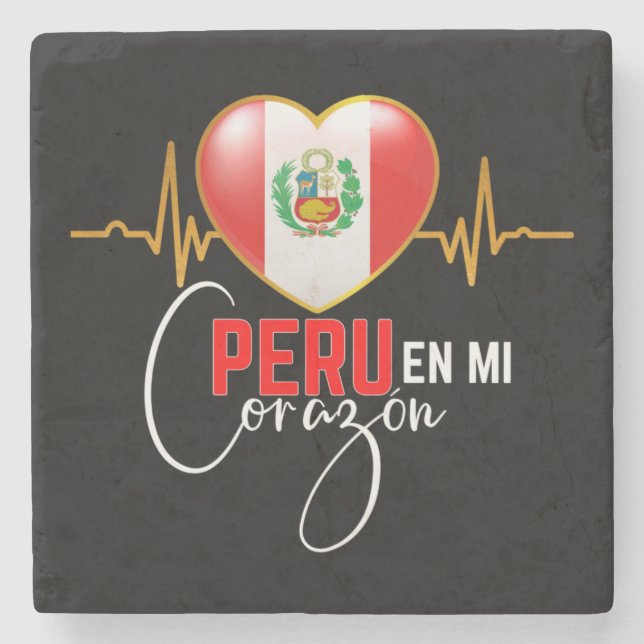 Peru en el Corazon Peruvian Pride  Steinuntersetzer (Vorderseite)