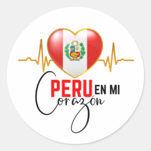Peru en mi Corazon Peruvian Pride Runder Aufkleber