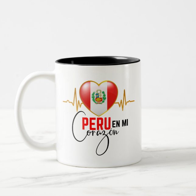 Peru en mi Corazon Peruvian Pride  Zweifarbige Tasse (Links)
