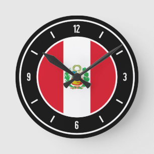 Peru Flag Elegant Runde Wanduhr