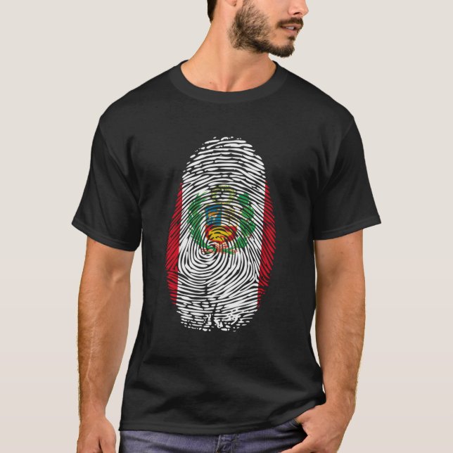Peru Flag Fingerprint T-Shirt (Vorderseite)