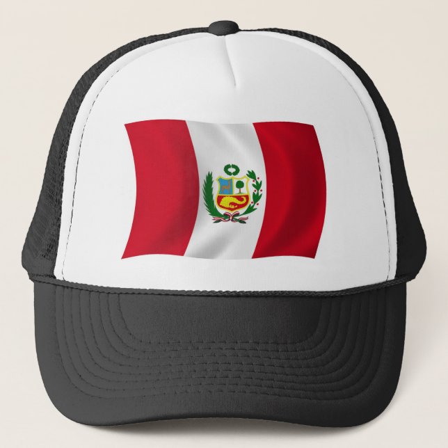 Peru Flag Hat Truckerkappe (Vorderseite)