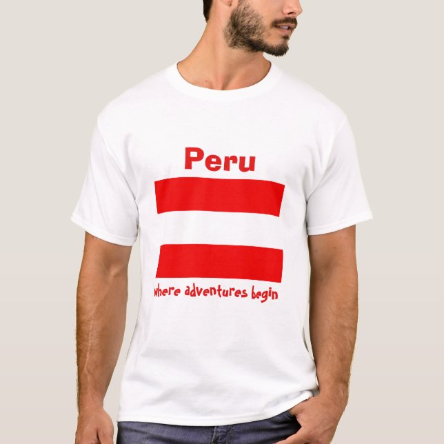 Peru-Flag + Karte + Text-T - Shirt (Vorderseite)