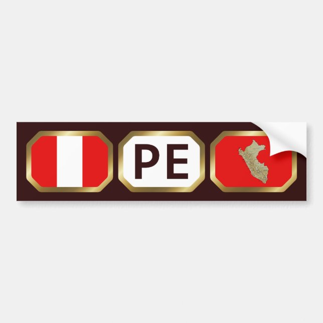 Peru Flag Map Code Autoaufkleber (Vorne)