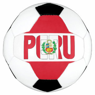 Peru Flag Rotes Weißes Coat of Arms Patriotic Fußball